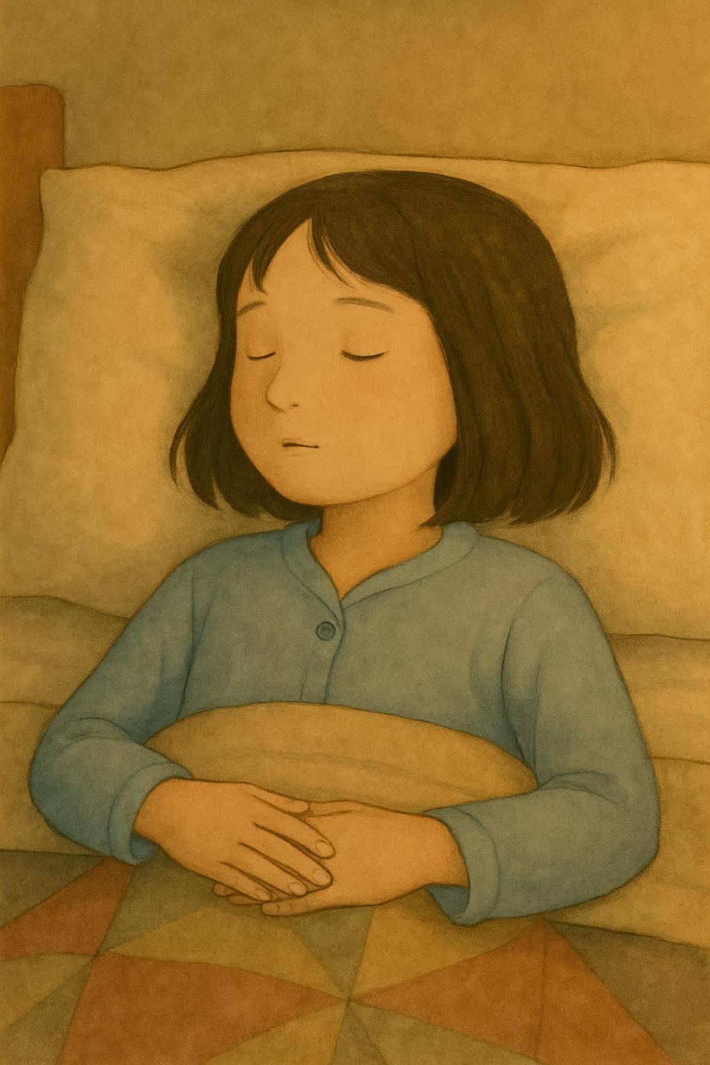 Hands resting flat on the tummy, breath about to start — Why bedtime is when worries show up