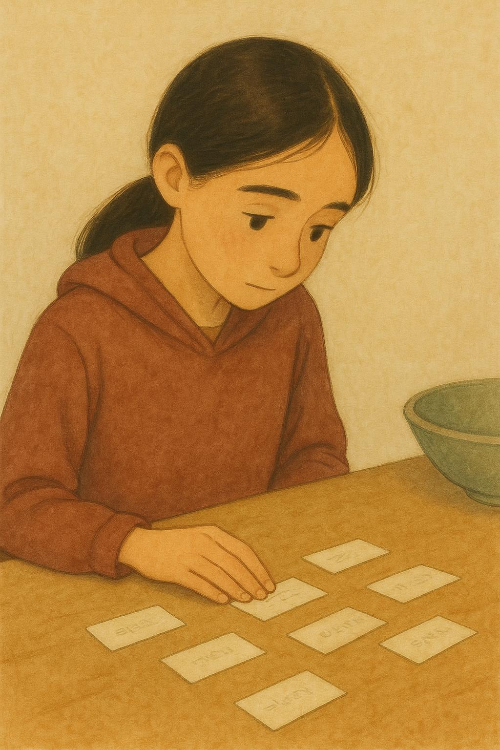Feeling word cards on table — As your child gets older: naming feelings at 9-12