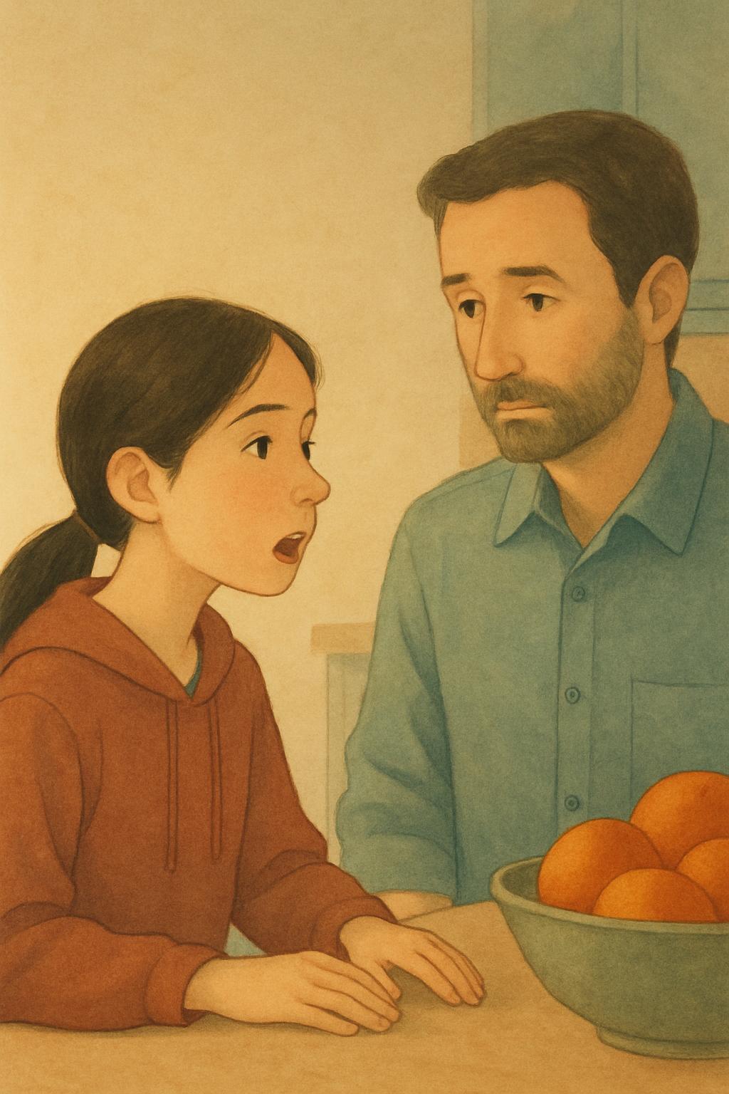 Kid at kitchen table talking — What to expect