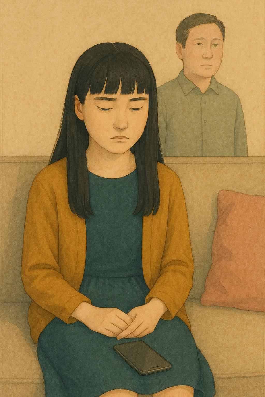 Tween slumped phone dim bedroom — Friendship Repair