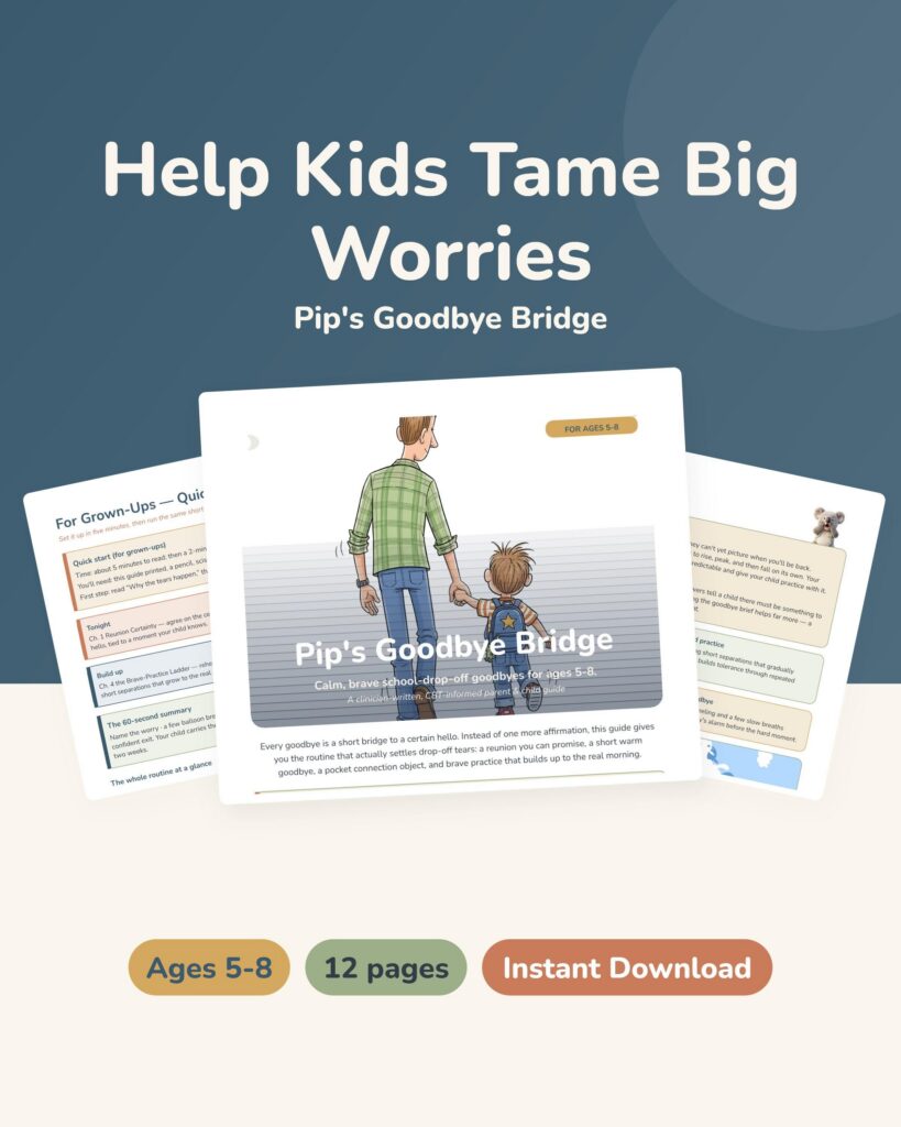 Separation Anxiety Printable Kids 5-8 | School Drop Off Goodbye Routine | Back to School Guide