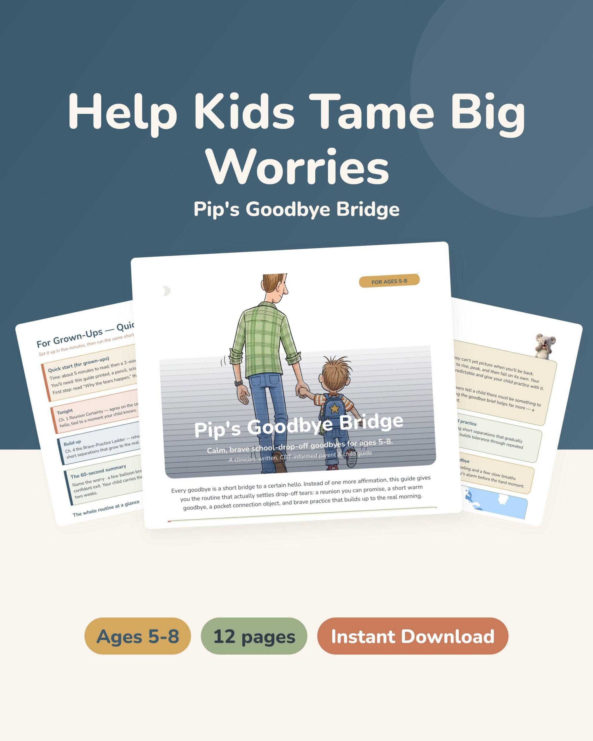 Separation Anxiety Printable Kids 5-8 | School Drop Off Goodbye Routine | Back to School Guide