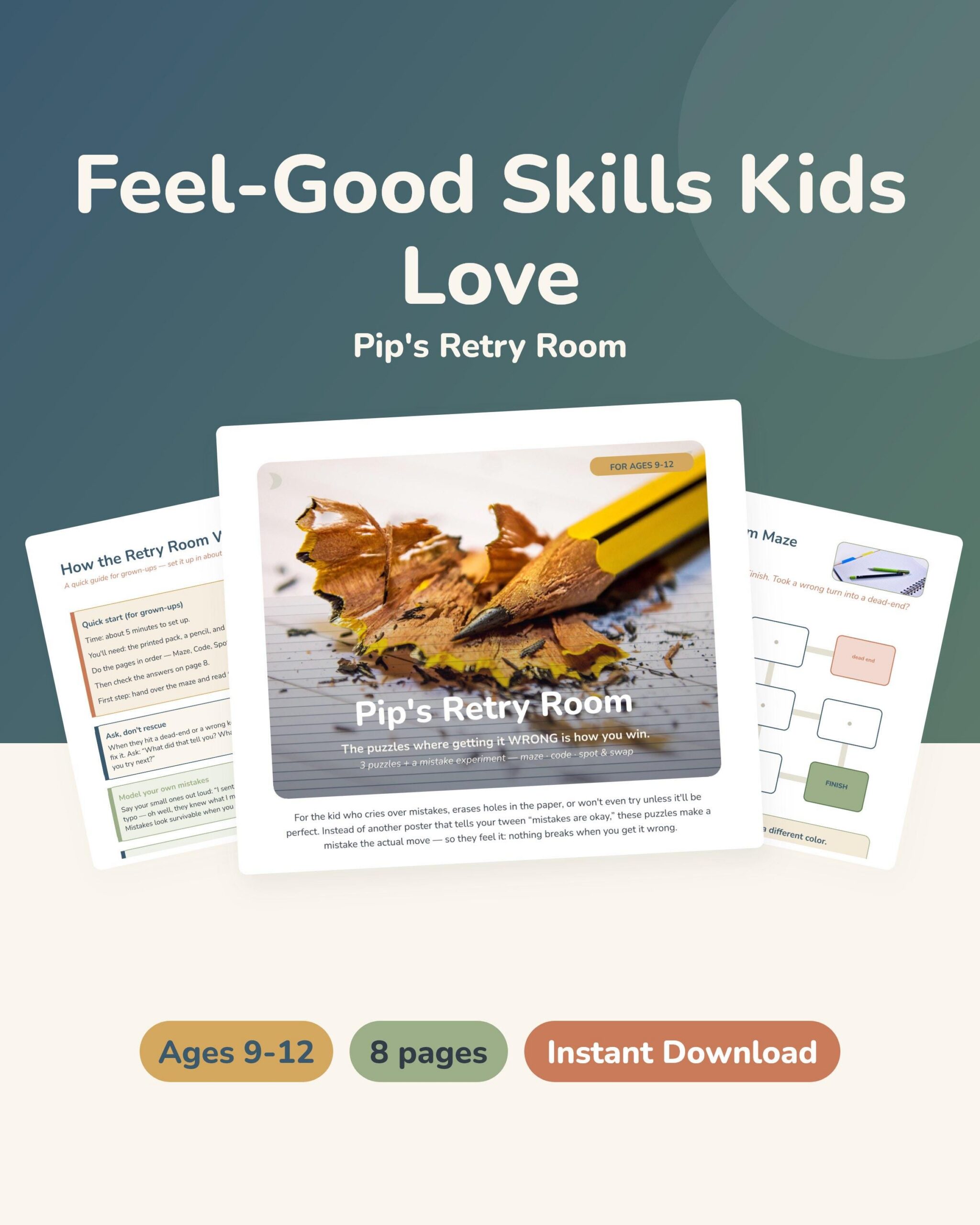 Perfectionism Puzzle Pack | Tweens 9-12 Growth Mindset CBT Printable | Fear of Mistakes Instant Download