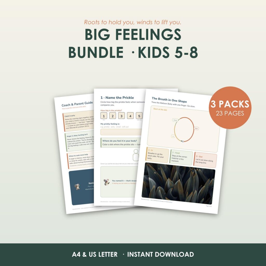Big Feelings Bundle Kids 5-8, Anger Jealousy Calm Down, 3 CBT Packs