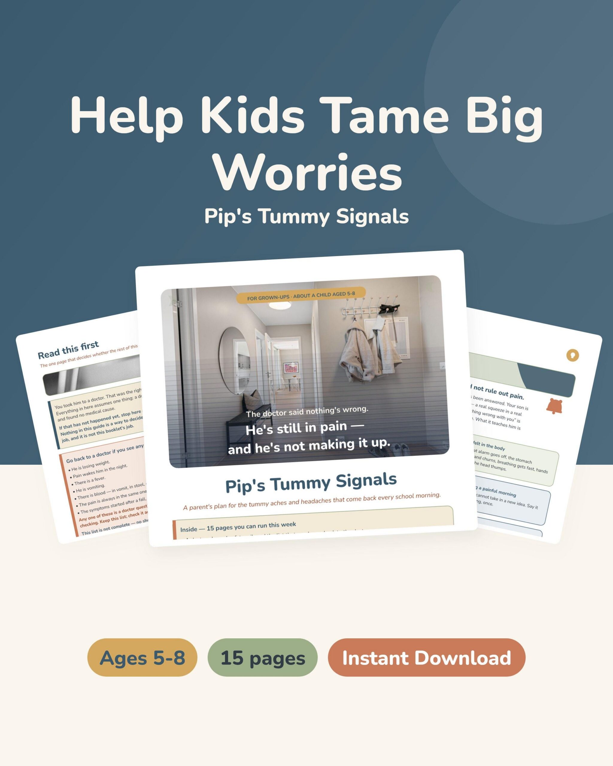 Child Stomach Ache Before School | Parent Guide Ages 5-8 | Printable CBT PDF for Anxiety